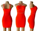 Women Beaded Sexy French Halter Neck Dress