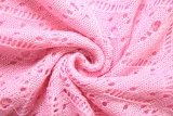Women Spring Summer Sexy Halter Neck Crop Top Flower Patchwork Knitting Skirt Two-piece Set