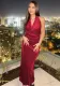 Women's Spring Summer Fashion Sexy Low Back Slit Halter Neck Lace-up Sleeveless Dress