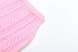 Women Spring Summer Sexy Halter Neck Crop Top Flower Patchwork Knitting Skirt Two-piece Set