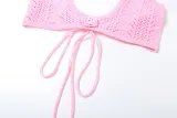 Women Spring Summer Sexy Halter Neck Crop Top Flower Patchwork Knitting Skirt Two-piece Set