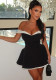 Summer Off Shoulder Contrast Color Elegant Slim Waist Tight Fitting Short Dress