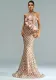 Women Round Neck off-shoulder sequin Formal Party Bodycon fishtail evening dress