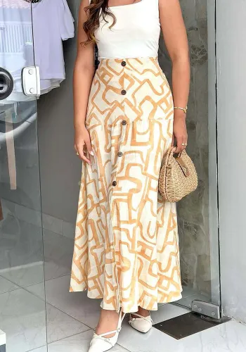 Women Casual Holidays Printed Button Skirt
