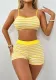 Women Yellow and White Striped Sexy Bikini Two-piece Set