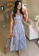Women Holidays Striped Top and Skirt Two-piece Set