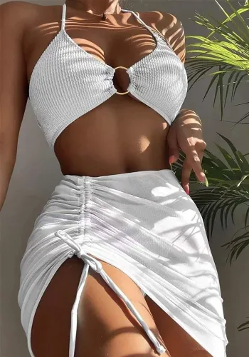 Women sexy short skirt Halter Neck Three-Piece bikini Swimwear