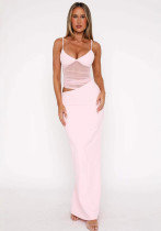 Women summer sexy Patchwork Mesh suspender backless bodycon dress