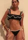 Women Lace-Up Strapless Suspender Bikini Two Pieces Swimwear