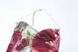 Women sexy Backless lace Halter Neck French slit dress