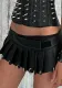 Women Pu-Leather Metal Ring Sexy Mini Skirt