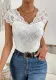 Women solid sexy lace casual top