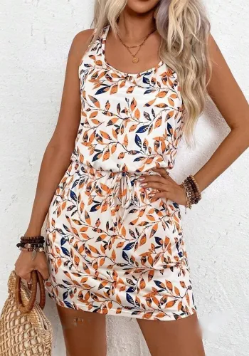 Women Printed Round Neck Sleeveless Dress