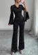 Women Elegant Slit Mesh Knitting Jumpsuit