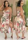 Women Sexy Slit Elegant Printed Strap Dress