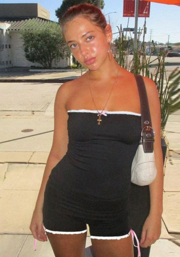 Women Summer Casual Solid off Shoulder Jumpsuit