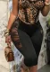 Women spring and summer mesh lace See-Through Solid cropped pants