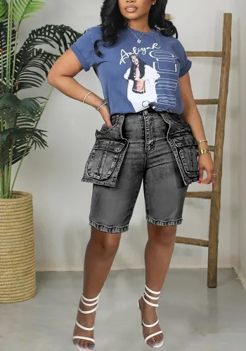 Summer Retro Cargo Denim Shorts