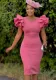 Plus Size Beaded Ruffle Sleeve Bodycon Dress Summer Party African  Formal Wear