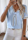 V-Neck Contrast Color Summer Top Casual Knit Sweater