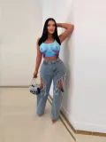 Spring/Summer Fashion Ripped Distressed Washed Denim Pants