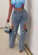 Spring/Summer Fashion Ripped Distressed Washed Denim Pants
