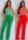 Women Strapless Crop Top and Solid Long Pants Two-Piece Set