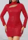 Women Long Sleeve Cut Out Sequin Dress