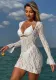 Lace Long-Sleeve Three-Piece Mesh Bikini Set Sexy Beachwear