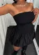 Women Summer Patchwork Strapless Dress