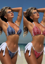 Leopard Print Metal Chain Bikini Set Sexy Two-Piece Swimwear