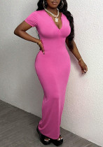 Short Sleeve Bodycon Long Dress