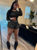 Coin Print Long Sleeve Top Shorts  Trendy Two-Piece Set