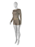 Coin Print Long Sleeve Top Shorts  Trendy Two-Piece Set