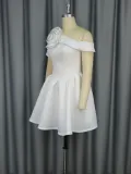 Solid Color A-Line One-Shoulder Wedding Dress