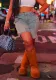 Women summer star tassel raw edge loose Denim Shorts
