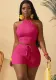 Halter Neck Lace-Up Beach Sexy Two-Piece Shorts Set