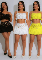 Women Off-Shoulder Suspender Top and Skirt Two-Piece Set