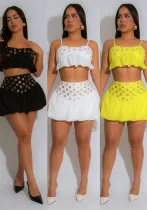 Women Off-Shoulder Suspender Top and Skirt Two-Piece Set