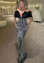 Women Embroidered Formal Party Evening Dress