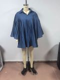 Women Elegant Loose Denim Patchwork Dress