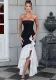 Women Black and White Color Matching Strapless Sexy Backless Bodycon Irregular Dress
