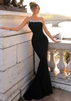 Women Velvet Formal Party Evening Dress