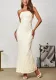 Women Knitting Strapless Sexy Backless Lace Maxi Fishtail Dress