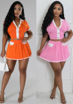 Women Stretch Knitting Top and Skirt Two-Piece Set