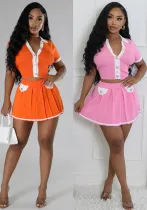 Women Stretch Knitting Top and Skirt Two-Piece Set