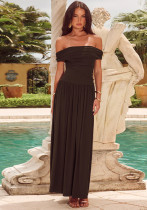 Women Black Off Shoulder Strapless Dress
