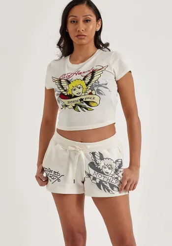 Women Print Short Sleeve Top and Shorts Two-piece Set