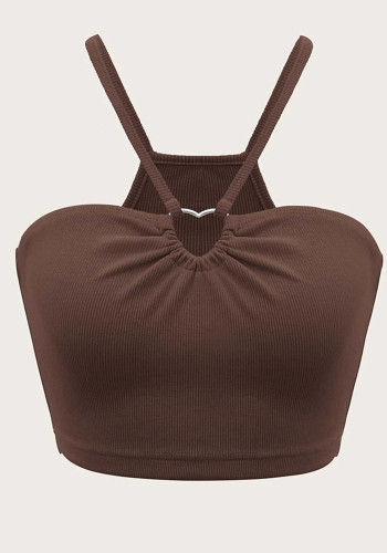 Solid Color Heart Ring Vest Sleeveless Top
