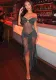Women sexy Strapless Backless See-Through dress